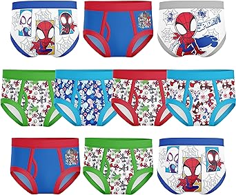 Marvel Boys' Toddler Spiderman and Superhero Friends 100% Combed Cotton Underwear Multipacks with Iron Man, Hulk & More