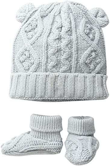 TOBY & Company Baby Nygb Cable Knit Hat and Booties Set,