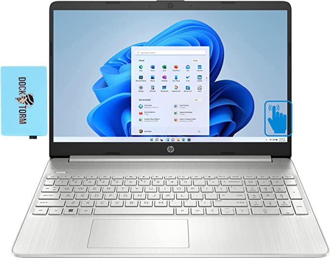 HP 15-dy4013dx 15.6" Touchscreen HD LED Laptop (Intel i5-1155G7 4-Core 2.50GHz, 12GB RAM, 256GB SSD, Intel Iris Xe, AC WiFi, BT 5.1, SD Reader, Win 11 Home S-Mode) with Dockztorm Dock