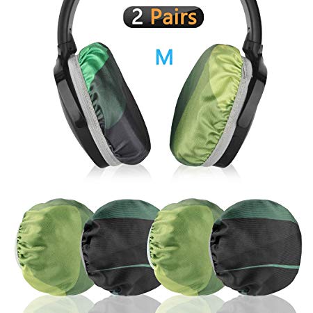Geekria Flex Fabric Headphone Earpad Covers/Stretchable and Washable Sanitary Earcup Protectors. Fits 3.14"-4.33" On-Ear Headset Ear Cushions/Good for Gym, Training (Forest Camouflage /2 Pairs)