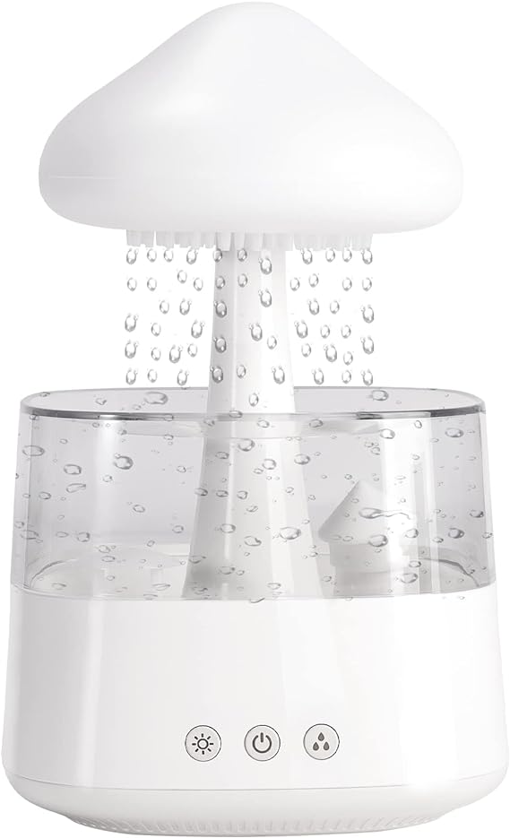 MIFXIN 2023 New Night Light Cloud Rain Humidifier with 7 Colors LED Lights Micro Aromatherapy Essential Oil Diffusers Desk Fountain Bedside Sleeping Relaxing Mood Water Drop Sound Gifts (White)