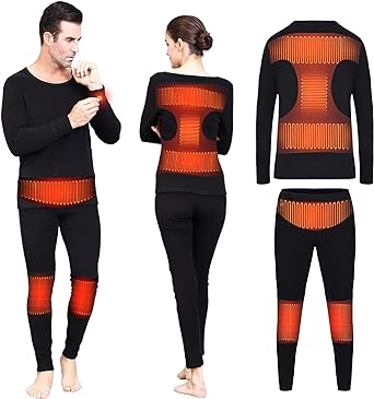 LONHEO Heated Thermal Underwear Set for Men Women Electric Long Johns for Winter Heated Thermals Clothes Pants