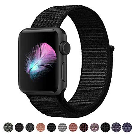 HILIMNY Compatible for Apple Watch Band 38mm 42mm, Soft Nylon Sport Loop, with Hook and Loop Fastener, Replacement Band Compatible for iWatch Series 1/2/3