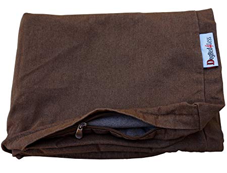 Dogbed4less Heavy Duty Chocolate Brown Denim Jean Dog Pet Bed External Cover for Small Medium to Extra Large Pet Bed - Replacement Cover only