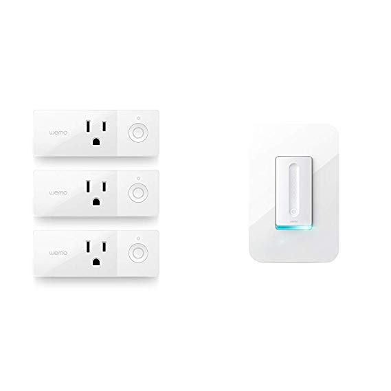 Wemo Mini Smart Plug Bundle with WeMo Dimmer WiFi Light Switch, Works with Alexa, The Google Assistant and Apple Homekit (F7C059)