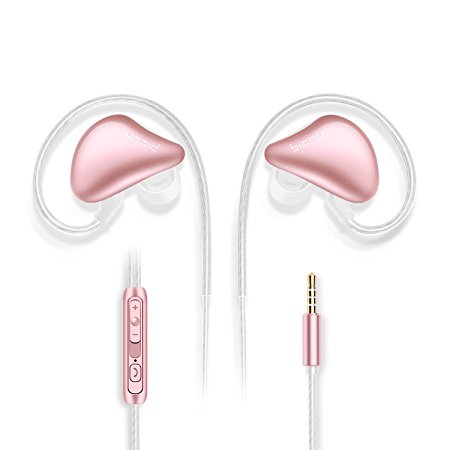 Picun S6 Sports Headphones Earphones with Microphone and Volume Control for Running Gym, In-Ear Earbuds for iPhone/iPod/iPad/Android Devices (White Rose Gold)