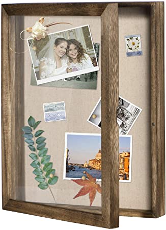 Love-KANKEI Shadow Box Display Case 11x14- Shadowbox Picture Frame with Linen Back Memorabilia Awards Medals Photos