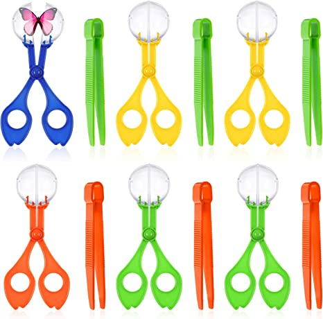 12 Pieces Fine Motor Skill Toys Includes 6 Handy Scoopers 6 Jumbo Tweezers Bug Insects Scissor Backyard Explorer Outdoor Tool Sensory Learning Tool Skill Development Nature Exploration Observation