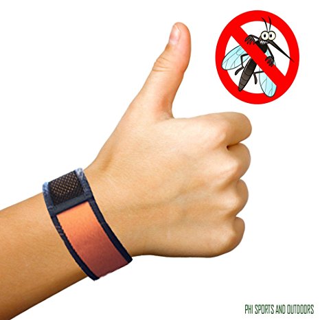 Mosquito Repellent Bracelet Say Good Bye 2 Mosquitoes Ticks Gnats Flies Ants Mice Fleas Moths & insects by PHI Sports & Outdoors All Natural DEET FREE Waterproof Adjustable Fits adults & Kids (1)