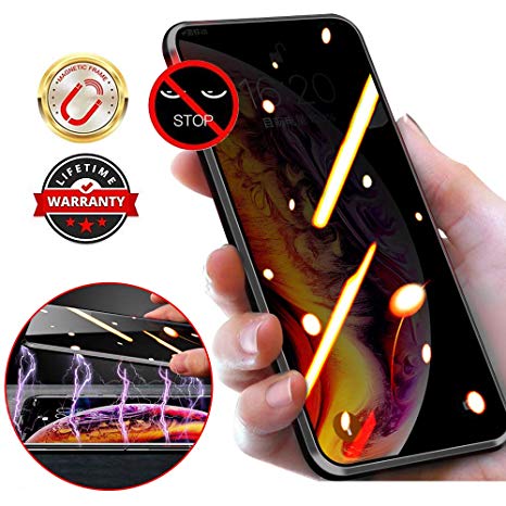WiaNing Anti Peeping Magnetic Case for iPhone 11, Privacy Case with Clear Double Sided Tempered Glass [Magnet Absorption Metal Bumper Frame] 360°Protection for iPhone 11-Black