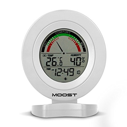 Temperature & Humidity Monitor with Alarms - Monitor Indoor Room Conditions with Precision - Humidity Level Indicator - Professional Monitoring(White)