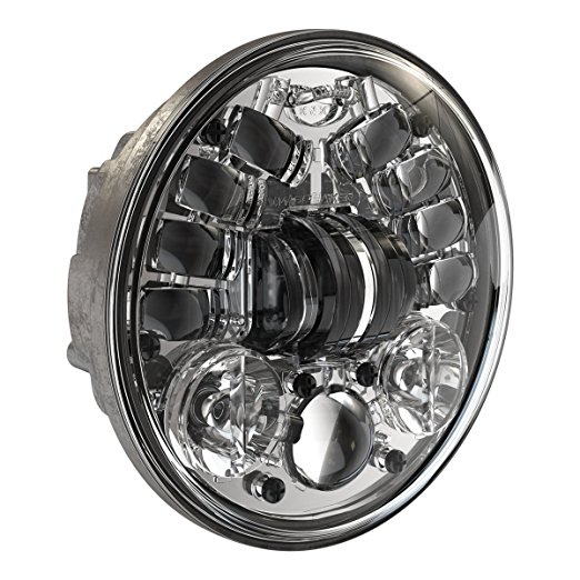 J.W. Speaker 0551741- Model 8690 12V LED High & Low Beam Adaptive Headlight 5.75" Round, DOT/ECE with Chrome Inner Bezel