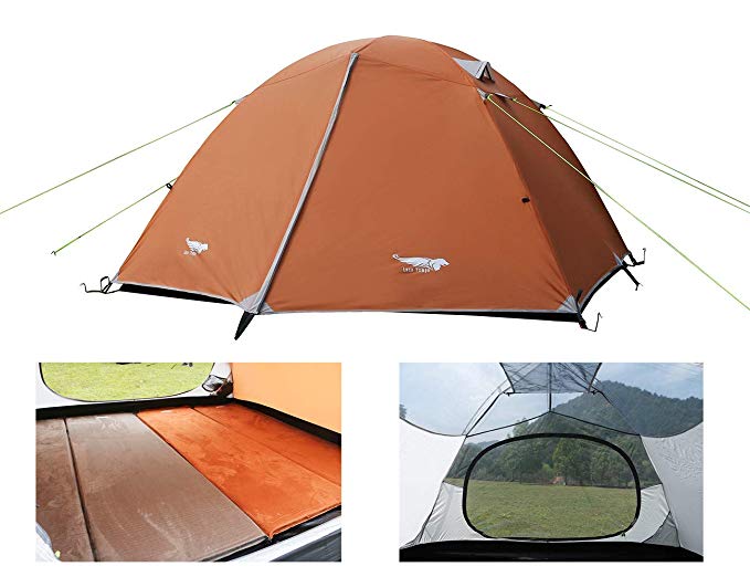 Luxe Tempo Lightweight 4 Person Tent for Backpacking Family Camping 7.7 lbs with Ridge Pole Gear Loft Rip-Stop Fabric Aluminum Poles