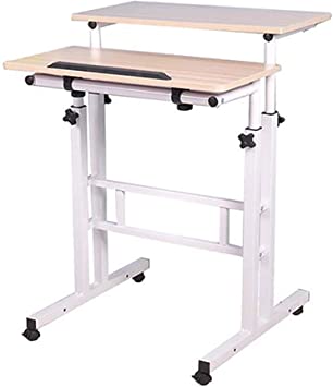 Mind Reader Multipurpose Home Office Computer Desk, Mobile Sit and Stand Desk, Workstation Desk, White