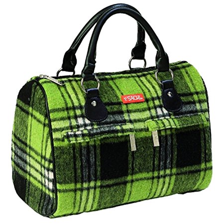 Sachi Woolies Green Plaid Insulated Lunch Tote