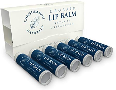 Lip Balm - Lip Care Therapy - Lip Butter - Made With Organic & Natural Ingredients - Repair & Condition Dry, Chapped, Cracked Lips - 6 Pack, Unflavored - Christina Moss Naturals