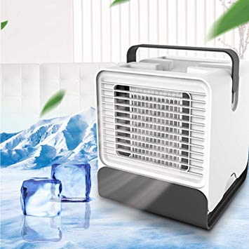 Alfheim Mini Air Cooler,Humidifier&Purifier,Portable Handle Negative Ion Air Conditioner with Night Light USB,Personal Space Mobile Evaporative Fan for Office Home Outdoor Bedroom