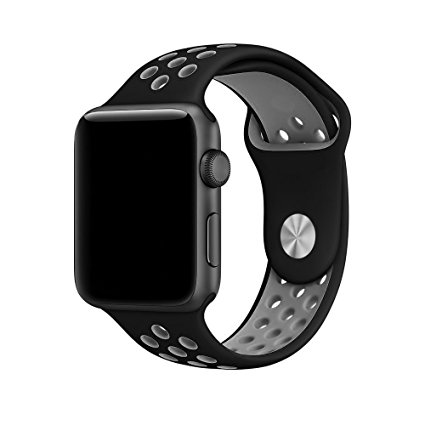 Yaber Apple Watch Band Nike  Sport Style Replacement iWatch Strap band for Apple Wrist Watch Series 1 Series 2 (38mm Black/Cool Gray)