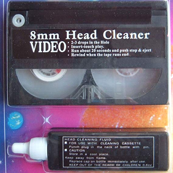 VHS Video Cassette Head Cleaner 8mm Video Camera with Fluid Solution New
