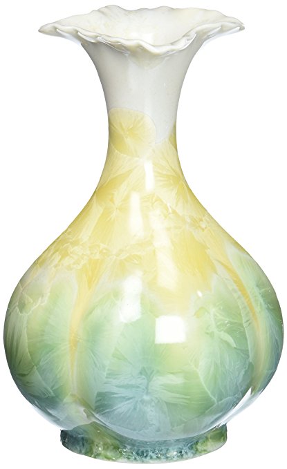 Cosmos 61641 Fine Porcelain Vase, 7-5/8-Inch, Yellow/Green