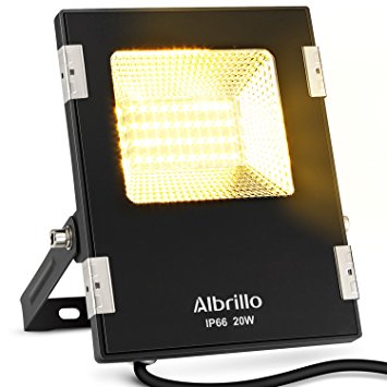 Albrillo LED Outdoor Flood Lights 20W, 150 Watt Equivalent, 3000K Warm White, 1600 Lumens, Waterproof IP66, Security Light