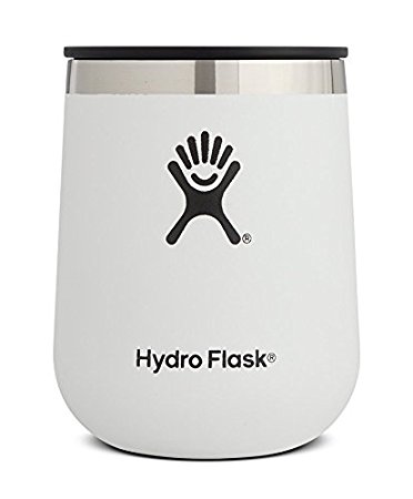 Hydro Flask 10 oz Double Wall Vacuum Insulated Stainless Steel Stemless Wine Tumbler Glass with BPA Free Press-In Lid, White