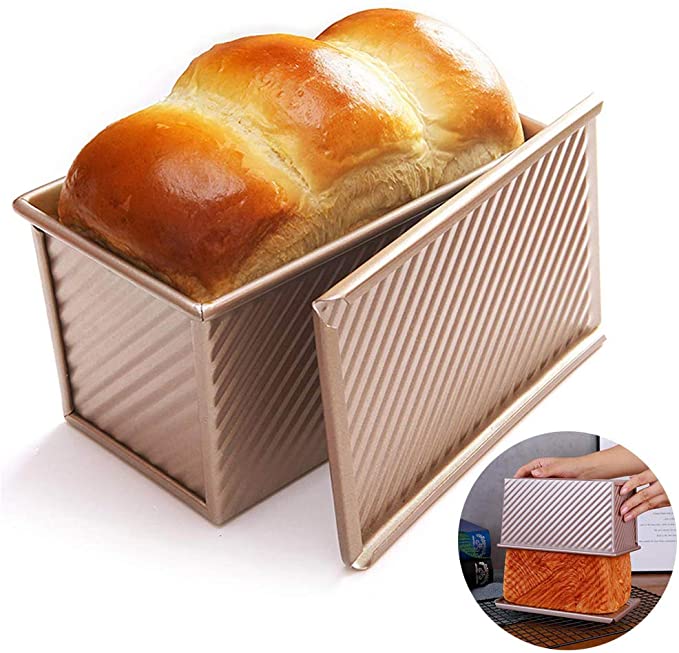 xuzomedia Bakeware Loaf Pan with Cover Bread Toast Mold with Lid Loaf Tin Bread Mold for Barking,Breads and Meatloaf Homemade Cakes Baking Bread Pan