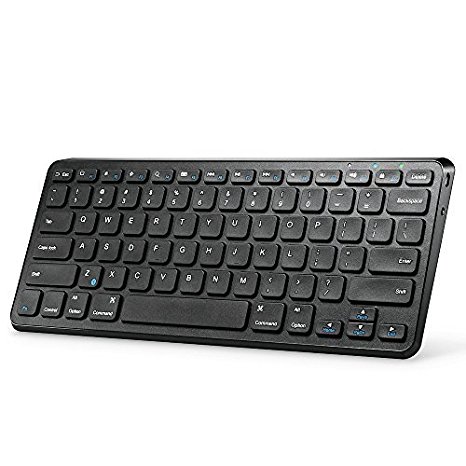 Anker® Ultra Compact Slim Profile Wireless Bluetooth Keyboard for iOS, Android, Windows and Mac with Rechargeable 6-Month Battery (Black)