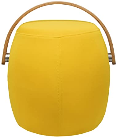 Mod Made Modern Bucket Stool Chair Ottoman with Plywood Handle, Yellow
