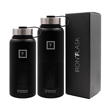 Iron Flask - 32 Oz & 40 Oz, Vacuum Insulated Stainless Steel Water Bottle, Hot & Cold, Wide Mouth, Simple Lid, Double Walled, Thermo Modern Travel Mug, Hydro Canteen Powder Coated