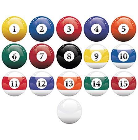16 Realistic Color Billiard Balls Wall Decal Sticker Game Room Sign Decor (10in X 10in Size) #6089 Easy to Apply & Removable.
