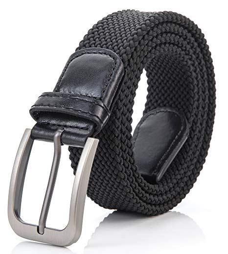 Weifert Belt for Men Braided Stretch Belt/No Holes Elastic Fabric Woven Belts