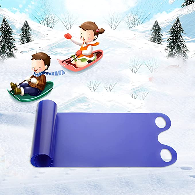 Flying Carpet Snow Sled, Snow Racer Sled, Portable Lightweight Foldable Rolling Snow Slider Snowboards Skiing Board Toy, Kids & Adults Foam Plastic Kneeling Snow Slider Board