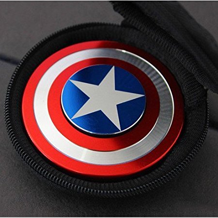 Deluxe Spinner Captain American Special Edition Dual Sides Fidget Spinner - Stress Reducer - Maximum Fun - Reduces Anxiety FREE CASE