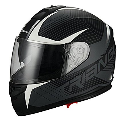 Full Face Matte White Dual Visor Street Bike Motorcycle Helmet for Triangle [DOT] (Medium)