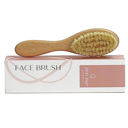 Zen Me Premium Dry Brush for Face for Smooth Radiant Skin, Perfect for Gentle Facial Cleansing and Exfoliation with Natural Boar Bristles and Smooth Wooden Handle, with Detox eBook Gift