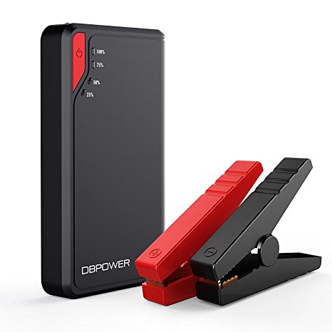 DBPOWER 300A Peak 8000mAh Portable Car Jump Starter (for Gas Engine up to 2.5L) Auto Battery Booster Charger Phone Power Bank Built-in LED Flashlight (Black/Red)
