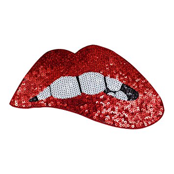 Crqes 1 Pcs Embroidered iron on patches for clothing Red sequins Lips DIY Motif Applique,9.83inch*4.32inch