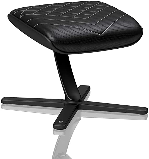noblechairs Footrest for Gaming Chair - Office Chair - PU Leather - Footrest - Practical Adjustment - 360° Rotatable - 57° Tiltable - Black/Platinum White