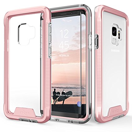 Zizo ION Series Samsung Galaxy S9 Case - Military Grade Drop Tested with Clear Tempered Glass Screen Protector (Rose Gold & Clear)