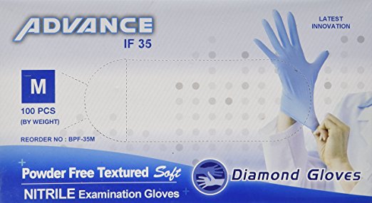 Nitrile Examination Powder Free Gloves (Medical), Blue,Box of 100 (Latex Free) (CE, FDA) (Maximum Protection) M