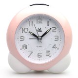 Deedo Sweep Quiet Bedside Battery Operated Analog Alarm Clock Pink