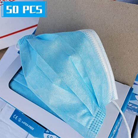 50 Pcs Disposable Medical Face 𝐌𝐀𝐒𝐊 - Anti-Dust Filter, Breathable,Protection and Personal Health Professional, 3 Layers of Purifying, Cotton