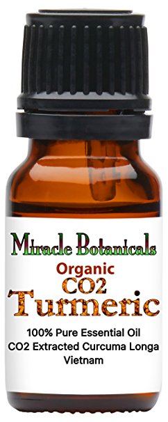 Miracle Botanicals Organic CO2 Extracted Turmeric Essential Oil - 100% Pure Curcuma Longa - Therapeutic Grade - 10ml