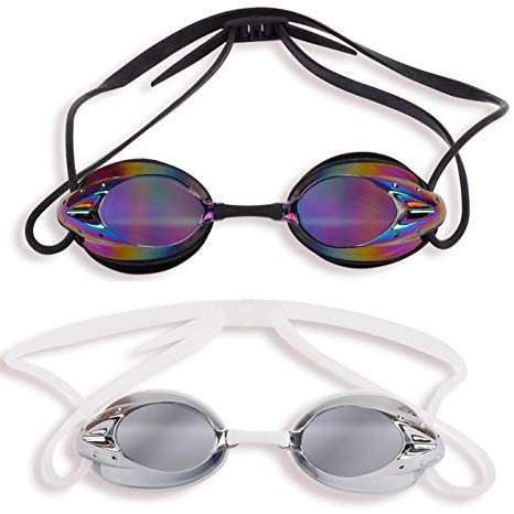 The Friendly Swede Swim Goggles in Cases (2-pack) with Interchangeable Nose Pieces (S/M/L)