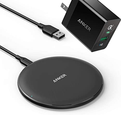 Anker Wireless Charger PowerWave Pad & Quick Charge 3.0 Power Adapter Bundle for Home Office