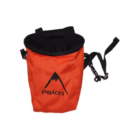 Psychi Chalk Bag for Rock Climbing Bouldering with Rear Zip and Waist Belt