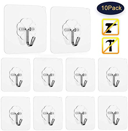 Punch-Free Hook Strong Adhesive Wall Hanging Wall Wall Suction Cup Seamless Bearing Bathroom Kitchen，Utility Hooks 44 lb(Max)