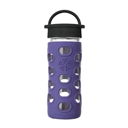 Lifefactory 12-Ounce BPA-Free Glass Water Bottle with Classic Cap and Silicone Sleeve, Iris