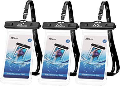 MoKo Waterproof Phone Pouch 3-Pack, Underwater Phone Case Dry Bag with Lanyard Compatible with iPhone 13/13 Pro Max/iPhone 12/12 Pro Max/11 Pro Max/X/Xr/Xs Max/8, Galaxy S21/S20, up to 7.5"